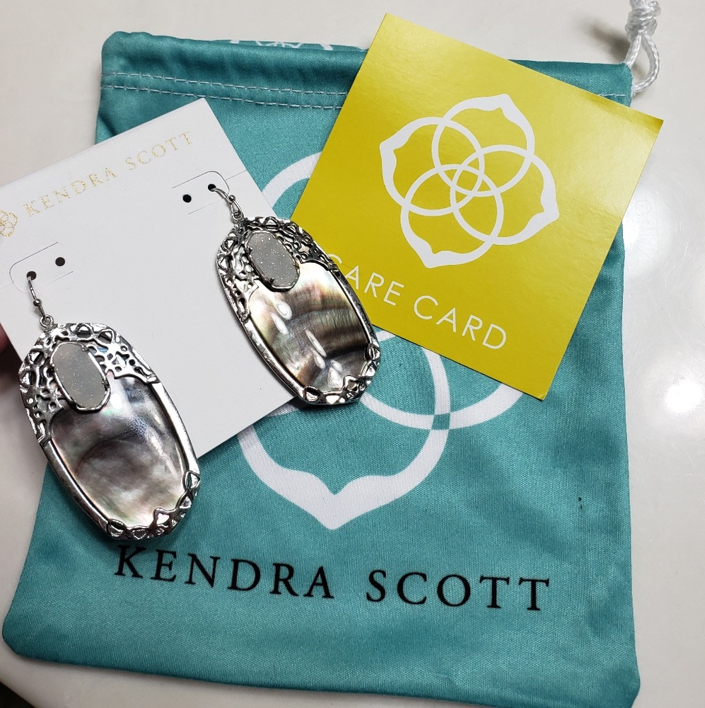 Kendra Scott Divas in silver, pearl drusy, abalone